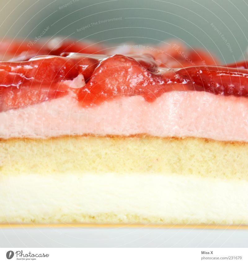 Kuchentag Lebensmittel Frucht Dessert Ernährung frisch lecker saftig süß rosa Erdbeertorte Torte Tortenstück Teile u. Stücke Querschnitt Erdbeeren Sahne
