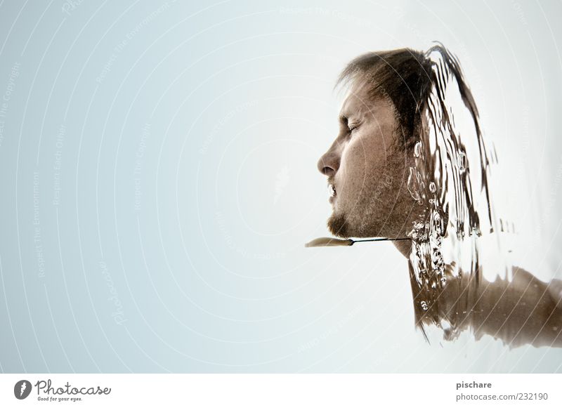 Silence/Blubb Wellness harmonisch Wohlgefühl Erholung ruhig maskulin Mann Erwachsene 1 Mensch 30-45 Jahre Wasser Wassertropfen Bart Dreitagebart genießen