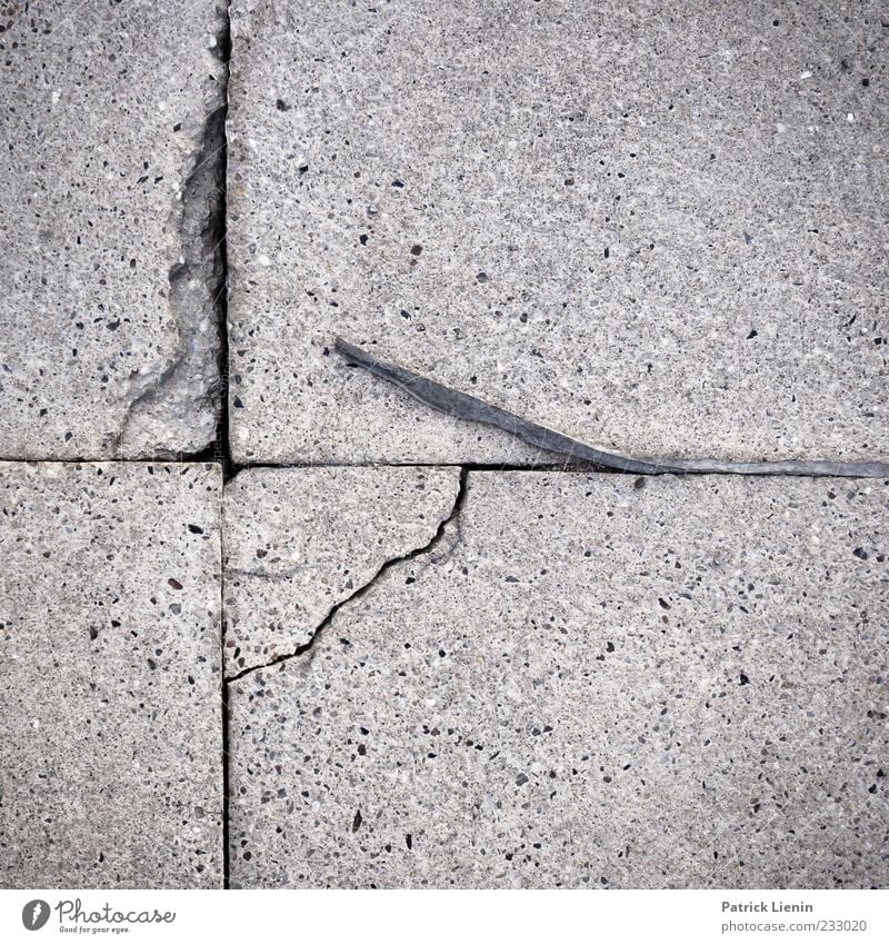 Zeitloch Menschenleer Stein Beton Linie alt kaputt trist grau Symmetrie Umwelt Zerstörung Riss Bodenplatten Außenaufnahme Nahaufnahme Muster Strukturen & Formen