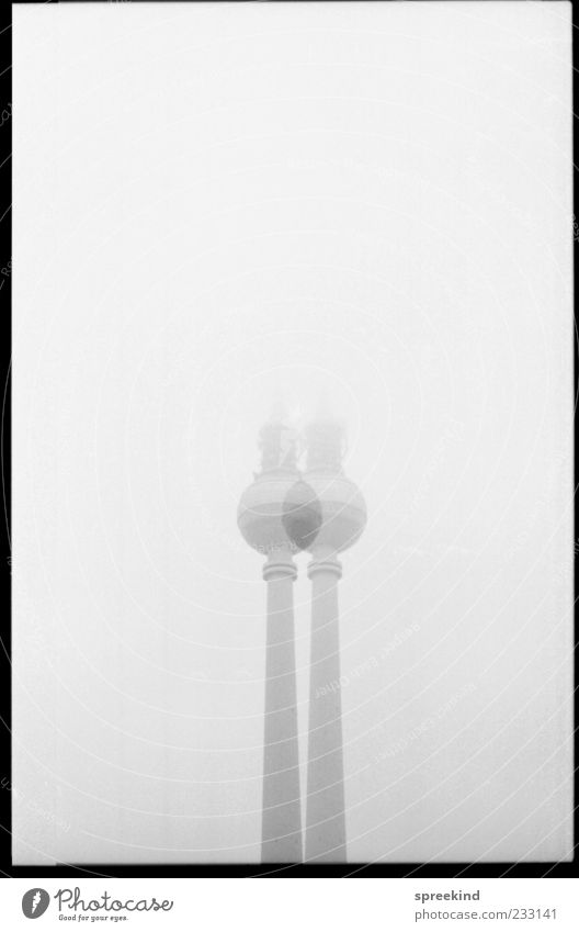 tv twin Berliner Fernsehturm Berlin-Mitte Hauptstadt Turm Architektur Wahrzeichen ästhetisch grau silber Symmetrie Wandel & Veränderung Gedeckte Farben