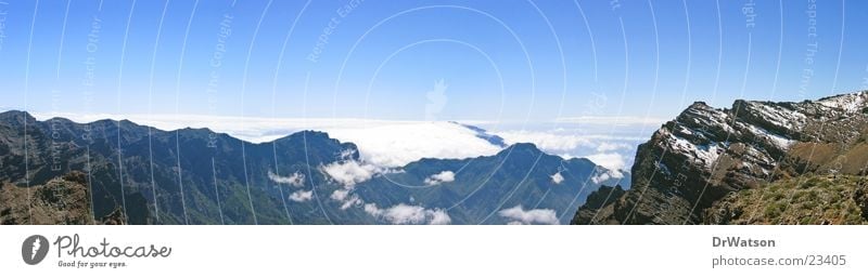 Caldera de Taburiente (1) Panorama (Aussicht) Horizont Wolken Passatwolken La Palma Berge u. Gebirge Himmel groß Panorama (Bildformat)