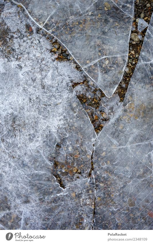 #S# Brucheis Umwelt Wahrheit Eis gebrochen zerbrechlich Angst kalt Winter Frost Oberfläche Stein Glätte Eisfläche gefroren Kristalle Wasser Fluss Farbfoto