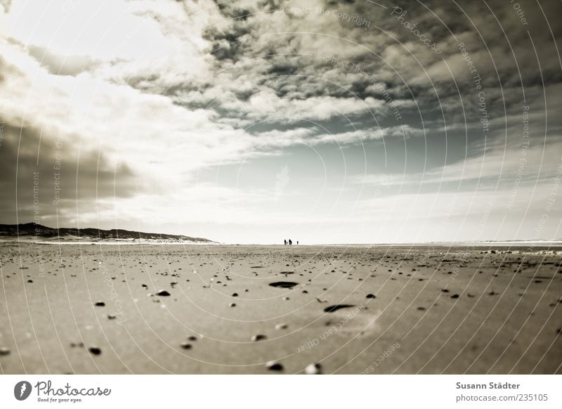 Spiekeroog | Sand zwischen den Zehen Erde Himmel Wolken Küste Strand Nordsee Meer genießen Muschelsand Fußspur Abdruck Gewitterwolken dunkel Sonnenstrahlen hell