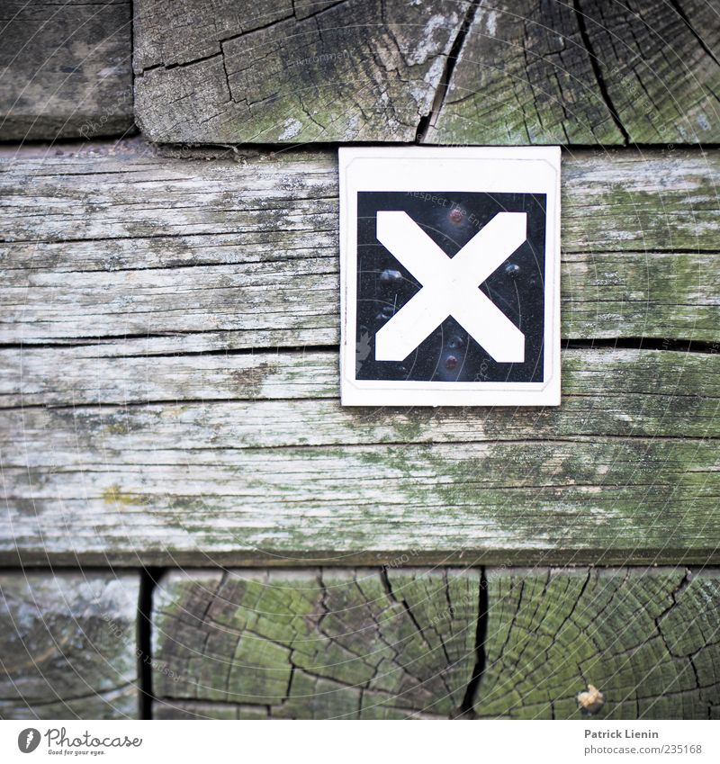 The X Holz Zeichen Schriftzeichen Schilder & Markierungen Hinweisschild Warnschild Buchstaben Farbfoto Außenaufnahme Nahaufnahme Detailaufnahme Muster
