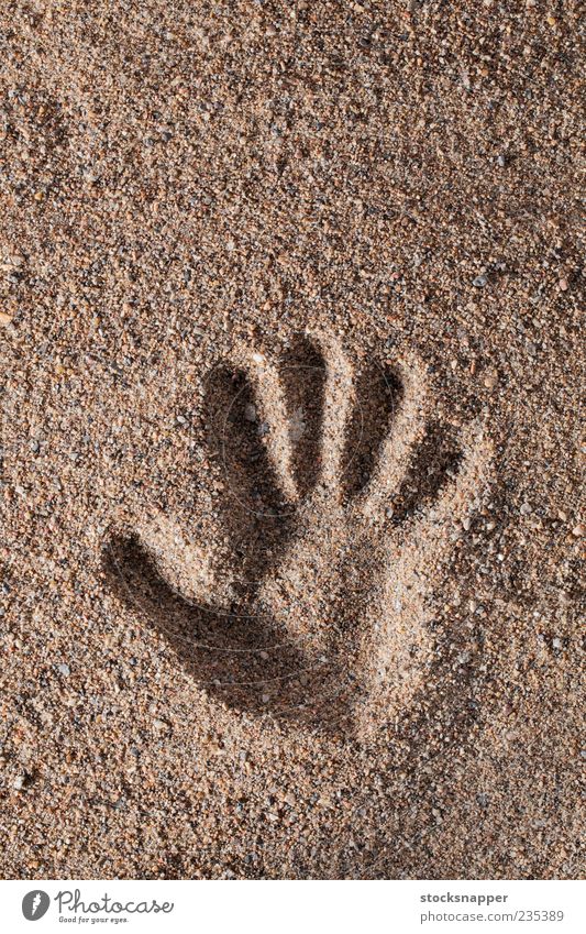 Handabdruck Sand roh Finger Mark natürlich berühren Form Menschenleer Konsistenz texturiert