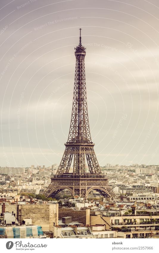 Paris Eiffel Tower, France Ferien & Urlaub & Reisen Sommer Stadt Hauptstadt Skyline Sehenswürdigkeit Wahrzeichen Tour d'Eiffel Liebe Urban Großstadt