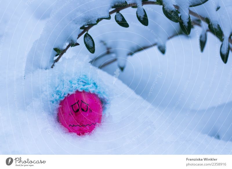 Ostern im Schnee Osterei Winter Frühlingsanfang frieren Einsamkeit Farbfoto Außenaufnahme Menschenleer Tag Zentralperspektive