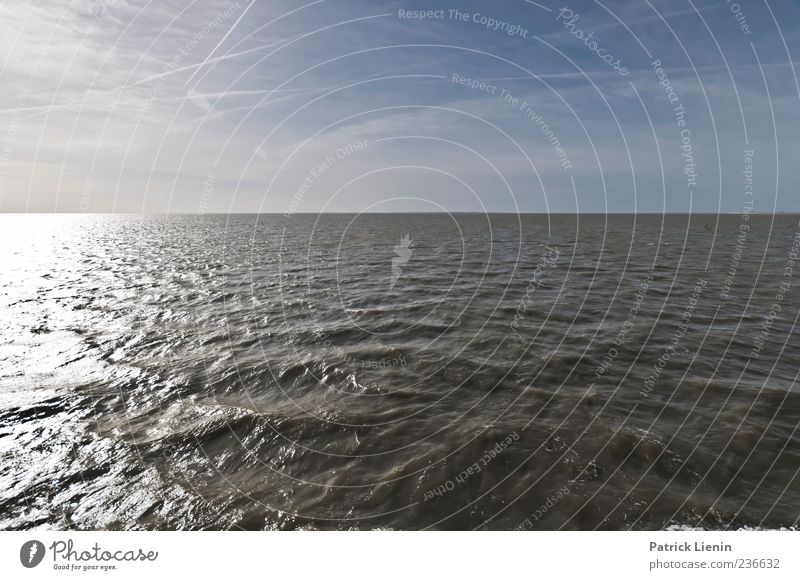 Spiekeroog | Du und Meer Wellen Urelemente Wasser Himmel Nordsee Linie Wattenmeer Farbfoto Außenaufnahme Menschenleer Tag Licht Kontrast Starke Tiefenschärfe
