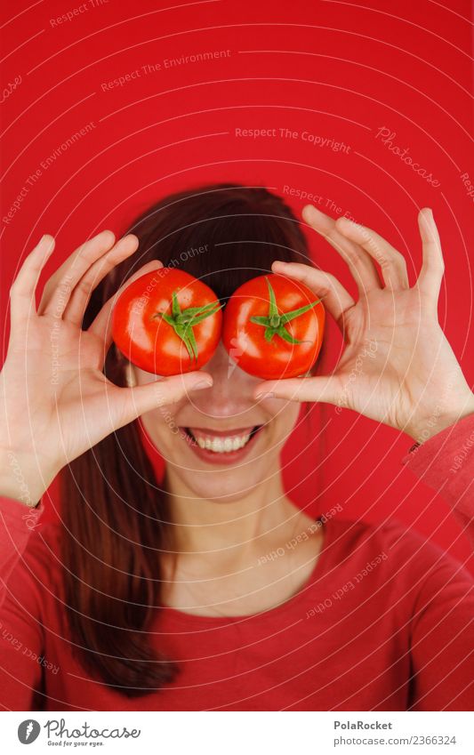 #A# Tomaten auf den Augen Kunstwerk ästhetisch Kitsch Tomatensaft Tomatensuppe Sprichwort Symbole & Metaphern Hand festhalten verdecken Freude spaßig Spaßvogel