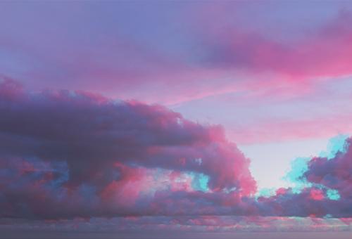 Abstrakte Aquarellfarbe ultraviolette Wolken schön Sommer Sonne Meer Tapete Natur Landschaft Himmel Horizont träumen blau rosa rot Farbe Störung Einfluss purpur