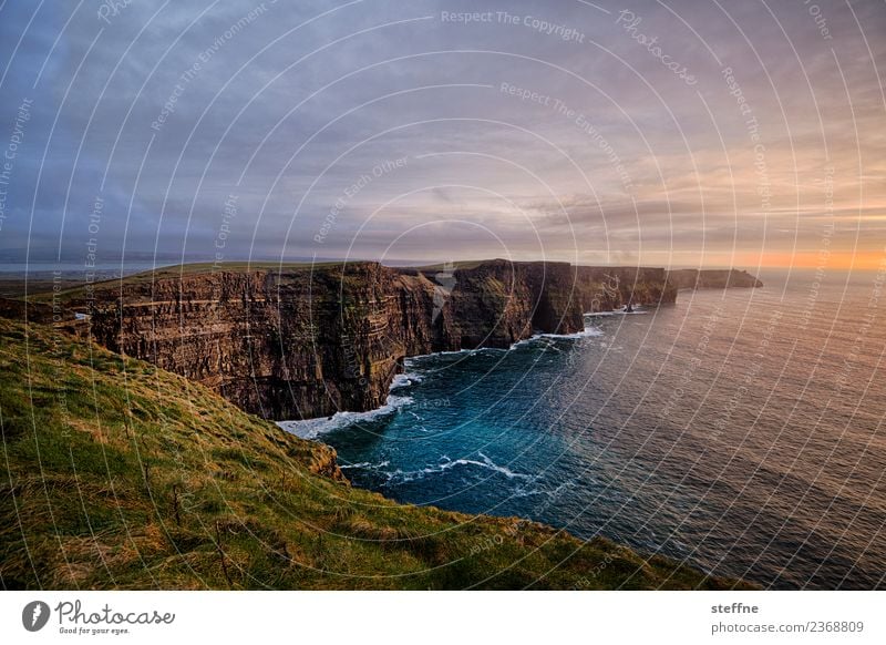 Cliffs of Moher im Sonnenuntergang Natur Landschaft Himmel Sonnenaufgang Sonnenlicht Frühling ästhetisch außergewöhnlich hoch Küste Klippe Republik Irland