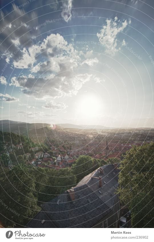 Im Harz Sonne Sonnenlicht Sommer Schönes Wetter Wernigerode Kleinstadt ästhetisch historisch Farbfoto Außenaufnahme Luftaufnahme Vogelperspektive