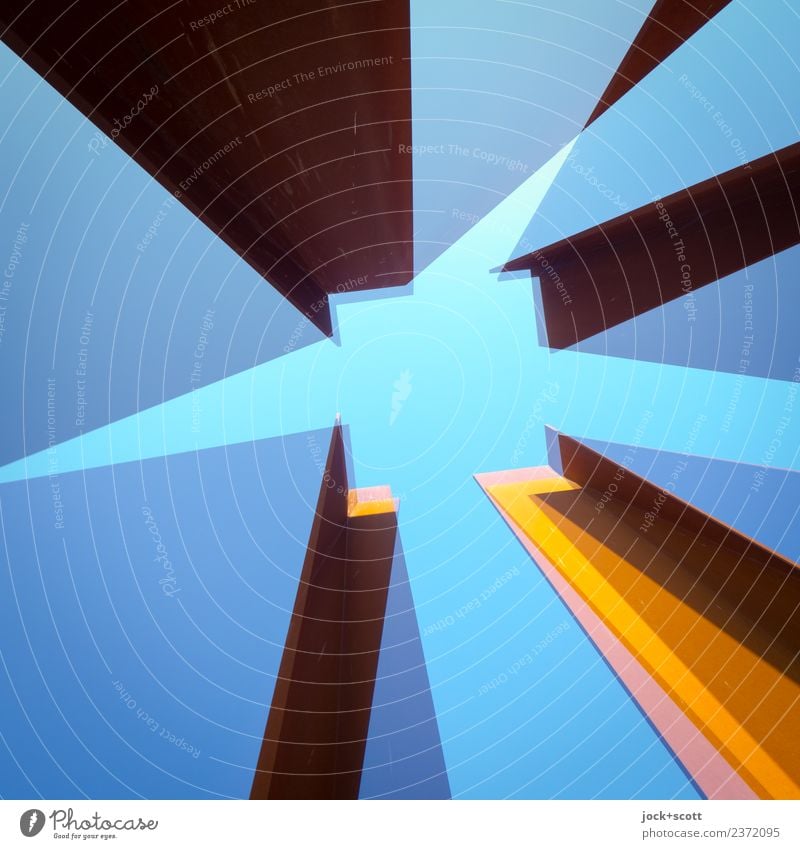 im Quadrat mal zwei 2 Architektur Turm Metall eckig blau Einigkeit einzigartig Stil Doppelbelichtung Reaktionen u. Effekte stilistisch Schemata Rahmen Illusion