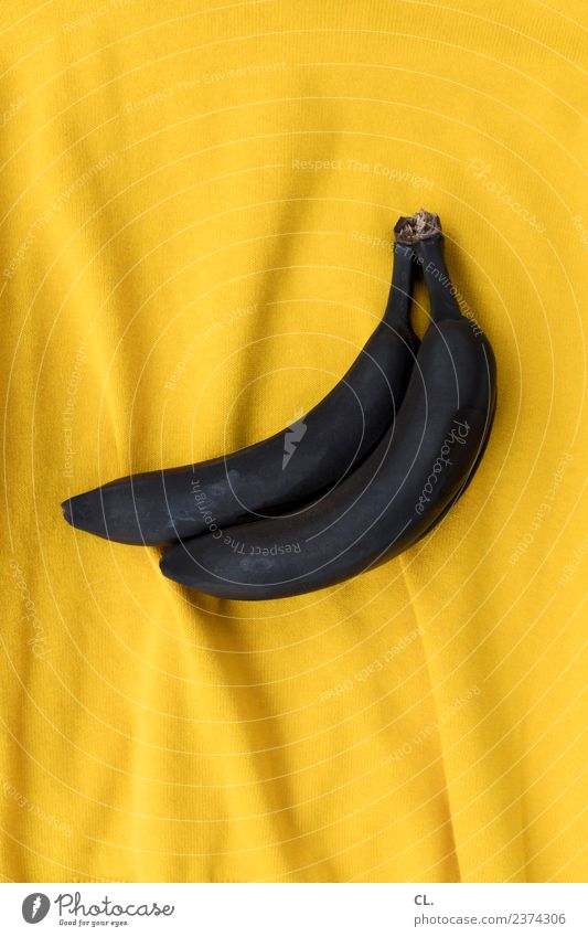 schwarze bananen auf gelb Lebensmittel Frucht Banane Ernährung Kunst Stoff Zeichen ästhetisch außergewöhnlich braun Design einzigartig Farbe Idee Inspiration