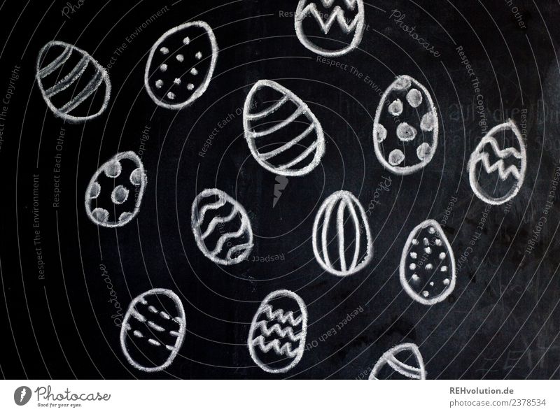 Tafelzeichnung | Ostereier Ei Feste & Feiern Ostern außergewöhnlich trendy schwarz weiß Kreativität gemalt Kreide Feiertag Farbfoto Gedeckte Farben