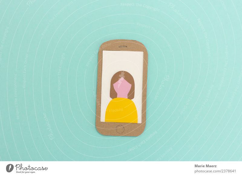 Weiblicher Profilbild auf Handy-Display - Illustration Lifestyle PDA Telekommunikation Internet Mensch feminin Junge Frau Jugendliche Erwachsene 1 Kommunizieren