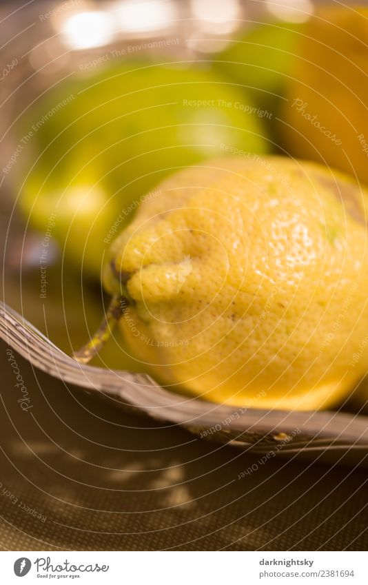 Nahaufnahme von organisch angebauten Zitrus Früchten. Frucht Ernährung Bioprodukte Vegetarische Ernährung Zitrone Limone Zitrusfrüchte Teller