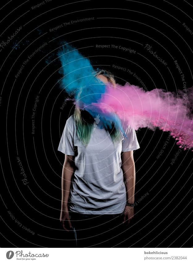 Color Explosion II schön Körper Feste & Feiern Mensch feminin Junge Frau Jugendliche 1 18-30 Jahre Erwachsene Kunst T-Shirt frech frei Freude Reinlichkeit