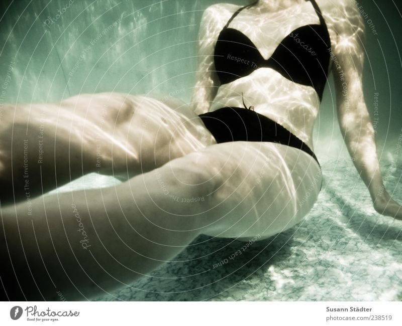 Lieblingsbeschäftigung Schwimmen & Baden feminin Junge Frau Jugendliche Erwachsene Körper Beine 1 Mensch 18-30 Jahre warten Wasser Schwimmbad Bikini abstützen