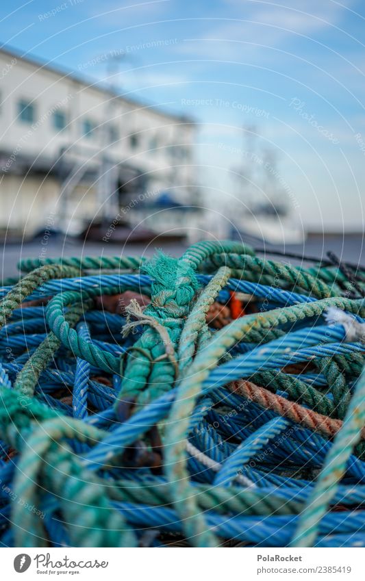 #S# Hafenfeeling Schifffahrt Arbeit & Erwerbstätigkeit Leinen Knoten viele Angeln Idylle blau Verschiedenheit Ostsee Ostseeinsel Wasser Meer Farbfoto