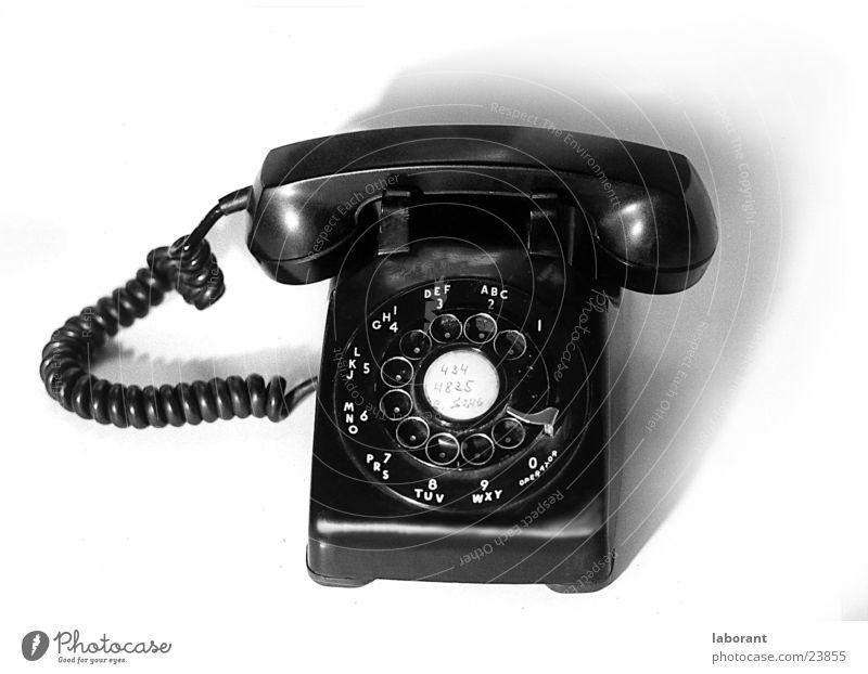 Telefon Wählscheibe Sechziger Jahre Telekommunikation Publikum Kabel Schwarzweißfoto sixtees Bakelit