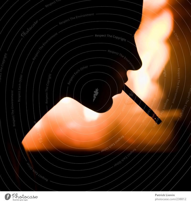 Light My Fire elegant Rauchen Sinnesorgane Kamin Mensch Kopf Feuer ästhetisch heiß hell Stimmung Kraft bizarr Kreativität Surrealismus Voodoo Zigarette Farbfoto