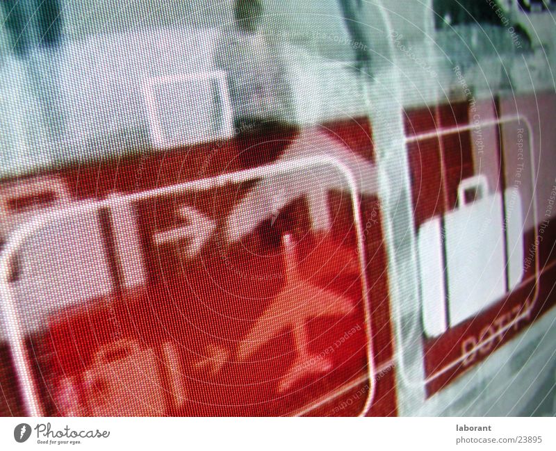 reise_piktogramm Piktogramm Koffer Fernsehen Unschärfe Flugzeug Fototechnik Ferien & Urlaub & Reisen
