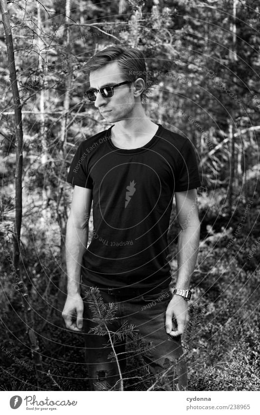 Coolisse Lifestyle elegant Stil Wohlgefühl Erholung ruhig Ausflug Freiheit Mensch Junger Mann Jugendliche 18-30 Jahre Erwachsene Umwelt Natur Baum Wald T-Shirt