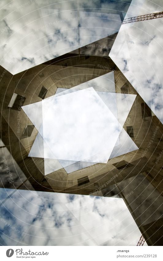 Rhombus Stil Himmel Wolken Bauwerk Gebäude Architektur Fassade hoch einzigartig modern verrückt chaotisch Fortschritt Perspektive planen Wandel & Veränderung