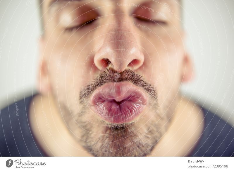 Kuss Freude harmonisch Valentinstag Mensch maskulin Junger Mann Jugendliche Erwachsene Leben Nase Mund Lippen 1 Kunst Künstler Küssen Verliebtheit Liebe