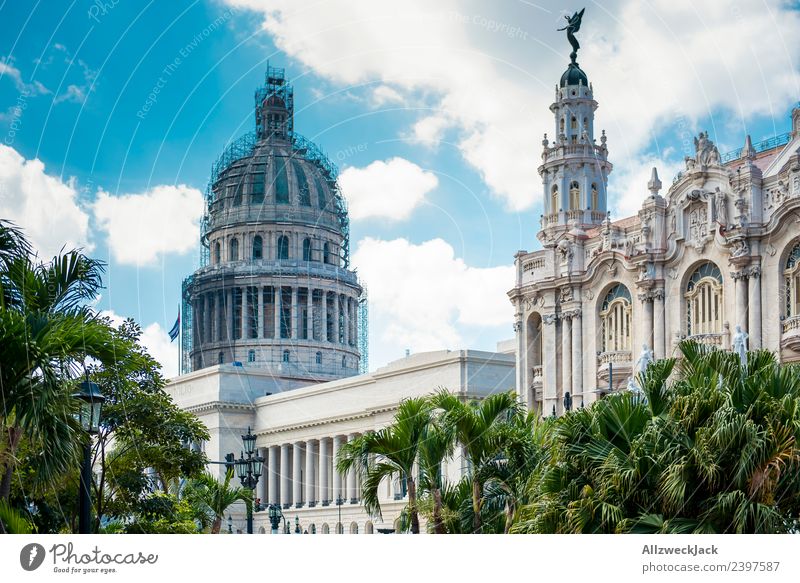 Havanna Kapitol Kuba Blauer Himmel Wolken Sommer Ferien & Urlaub & Reisen Reisefotografie Fernweh Großstadt charmant Menschenleer Sehenswürdigkeit Wahrzeichen