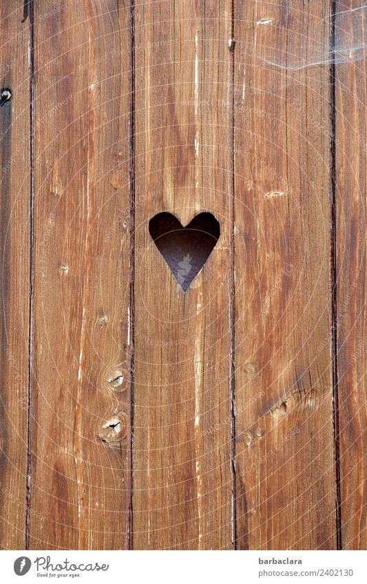 zeitlos | Herzerl Fassade Tür Holz alt retro braun Gefühle Sicherheit Schutz Geborgenheit Romantik nachhaltig Farbfoto Außenaufnahme Detailaufnahme Muster