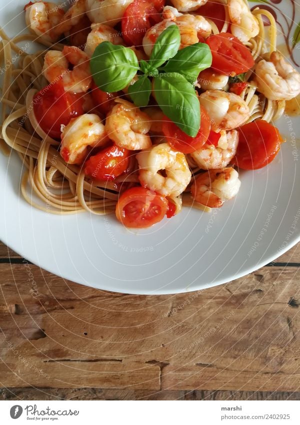 Pasta&Shrimps Lebensmittel Meeresfrüchte Gemüse Teigwaren Backwaren Ernährung Essen Mittagessen Abendessen Geschäftsessen Lifestyle Stimmung Nudeln