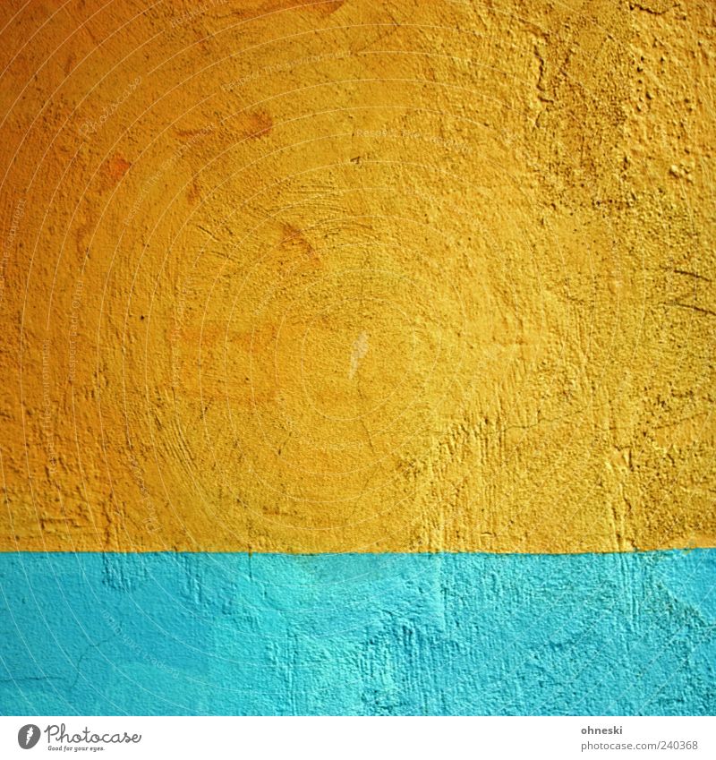 Sonnenaufgang Bauwerk Gebäude Mauer Wand Fassade Farbstoff Farbe Komplementärfarbe blau orange Farbfoto mehrfarbig Außenaufnahme abstrakt Strukturen & Formen