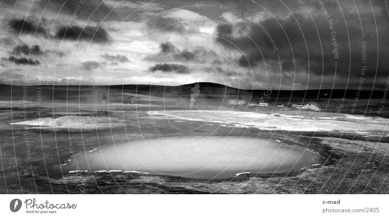Heiße Quellen Wolken heiß Island Hochebene Stimmung Wasser Schwarzweißfoto