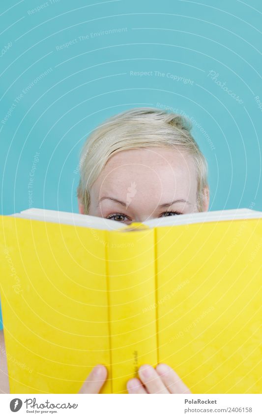 #A4# Die Frau sagte: "ein Blick ins Buch bringt Wissen" Kunst Kunstwerk ästhetisch lesen verstecken Spielen spielerisch gelb Buchseite Buchladen Buchmesse