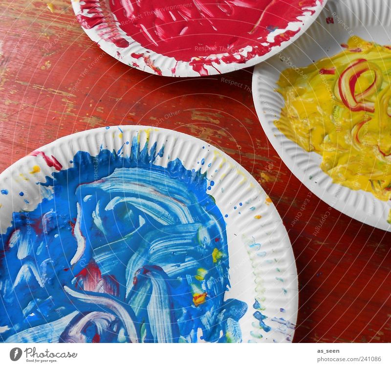cyan magenta yellow Kunst Kunstwerk Dekoration & Verzierung malen dreckig Flüssigkeit wild blau mehrfarbig gelb rot weiß Lebensfreude Begeisterung ästhetisch