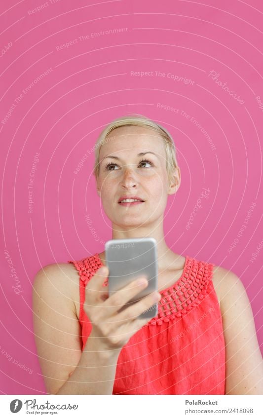 #A4# Wow, Frau trägt das ganze Internet in einer Hand! Kunst ästhetisch clever Handy Handy-Kamera Chatten Datenschutz Termin & Datum Datenträger