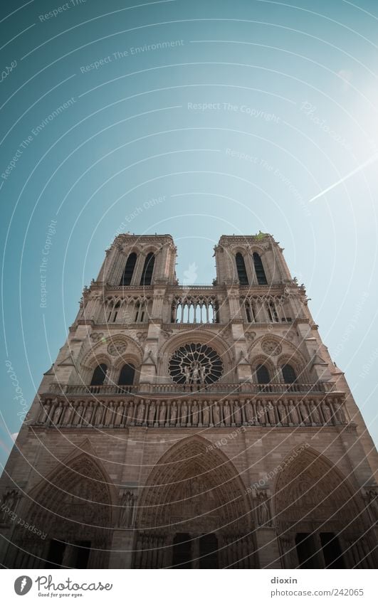 Notre-Dame de Paris Ferien & Urlaub & Reisen Tourismus Sightseeing Städtereise Himmel Wolkenloser Himmel Sonnenlicht Wetter Schönes Wetter Frankreich Europa