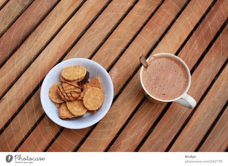 Kaffeepause Teigwaren Backwaren Süßwaren Kaffeetrinken Kakao Schalen & Schüsseln Tasse Becher Linie genießen ästhetisch lecker süß braun Pause Stil
