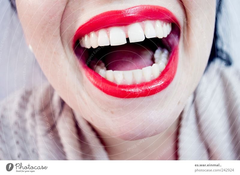 zähne zeigen (alternativ: große fresse) feminin Mund Lippen Zähne lachen Glück lustig verrückt Freude Fröhlichkeit Lebensfreude Euphorie selbstbewußt Kraft