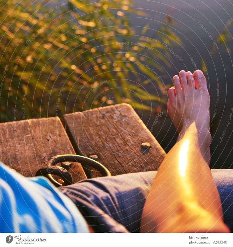 entspannen Erholung Ferien & Urlaub & Reisen Ausflug Sommerurlaub Sonnenbad maskulin Paar Beine Fuß 2 Mensch Sonnenaufgang Sonnenuntergang genießen Abendsonne