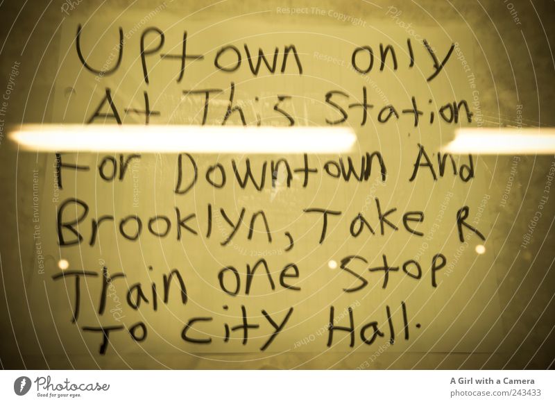 no way to Brooklyn Glas authentisch Coolness trashig trist Stadt gelb Schilder & Markierungen Aussage U-Bahn New York City Amerika Information Interpretation