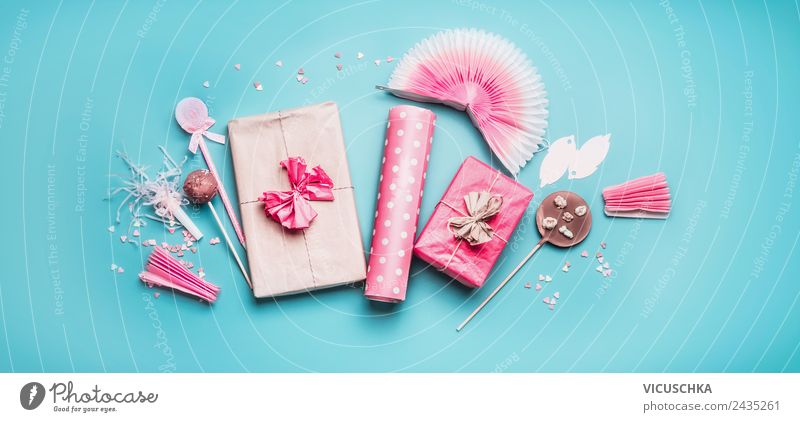 Rosa Geschenke, Schokoladen Lollipops und Dekoration kaufen Stil Design Freude Tisch Party Feste & Feiern Hochzeit Geburtstag Papier Verpackung