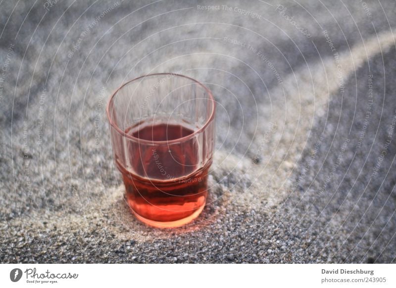 Abend am Meer Getränk Erfrischungsgetränk Glas rot Roséwein ruhig Durstlöscher Alkohol halbvoll lecker Farbfoto Außenaufnahme Detailaufnahme Kontrast Unschärfe