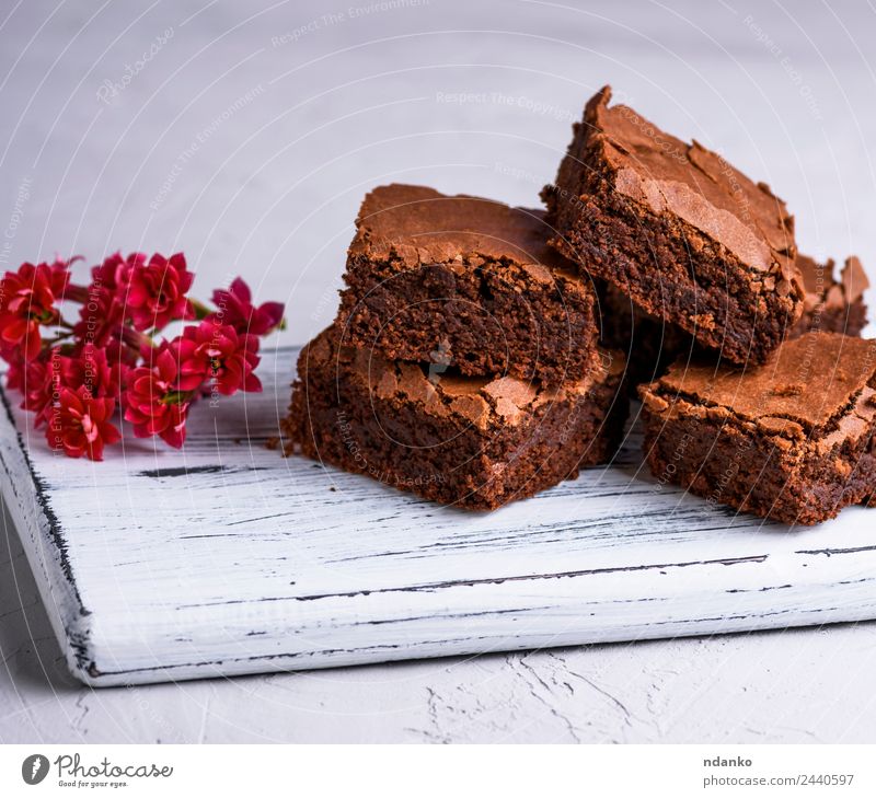 gebackene Brownie-Pastete Dessert Süßwaren Ernährung Essen dunkel frisch lecker weich braun Brownies Schokolade Kuchen Stapel Hintergrund gebastelt süß