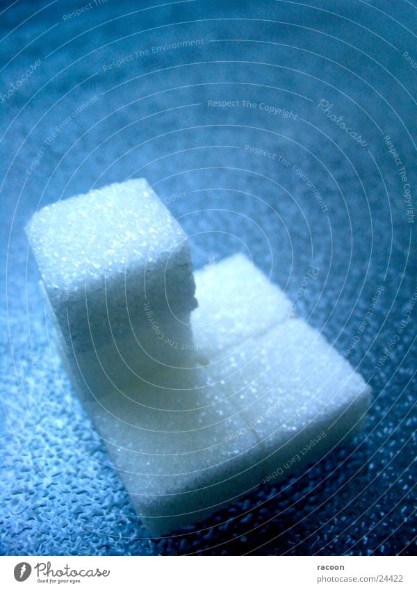 Zuckerstück süß Quadrat genießen Glasscheibe Geometrie Turm weißer Zucker