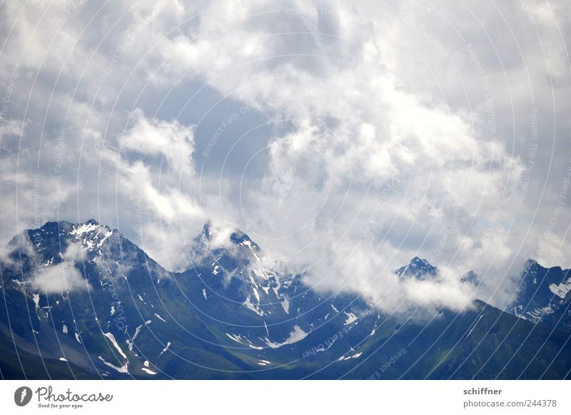Gipfelschlagobers Landschaft Wolken Gewitterwolken Sommer Wetter schlechtes Wetter Regen Felsen Alpen Berge u. Gebirge Schneebedeckte Gipfel Gletscher