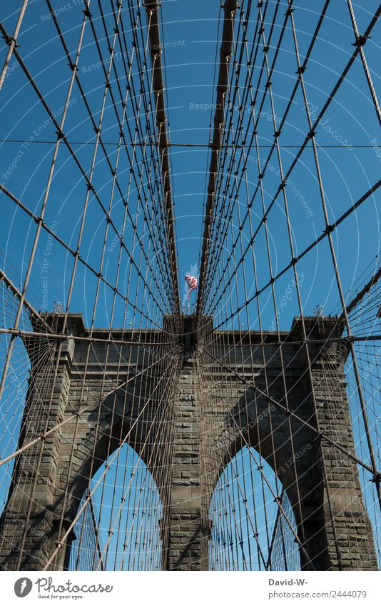 Brooklyn Bridge II Lifestyle Reichtum elegant Stil Design Ferien & Urlaub & Reisen Tourismus Ausflug Mensch Kunst Kunstwerk Architektur bevölkert überbevölkert