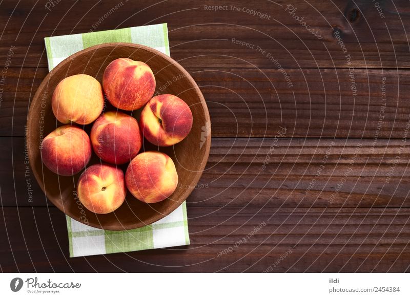 Frische reife Pfirsiche Frucht Ernährung frisch Gesundheit natürlich saftig Lebensmittel Steinfrucht Snack süß roh unscharf Flaum rustikal Kopie Raum Overhead